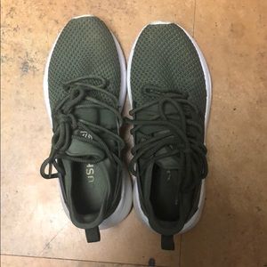 Green running shoes